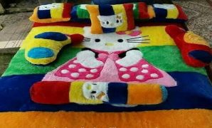 Kasur Lantai Bulu Hello Kitty